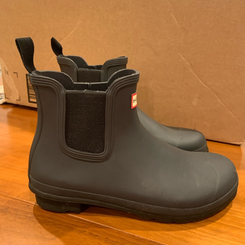Hunter Chelsea Black Ankle Rain Boots